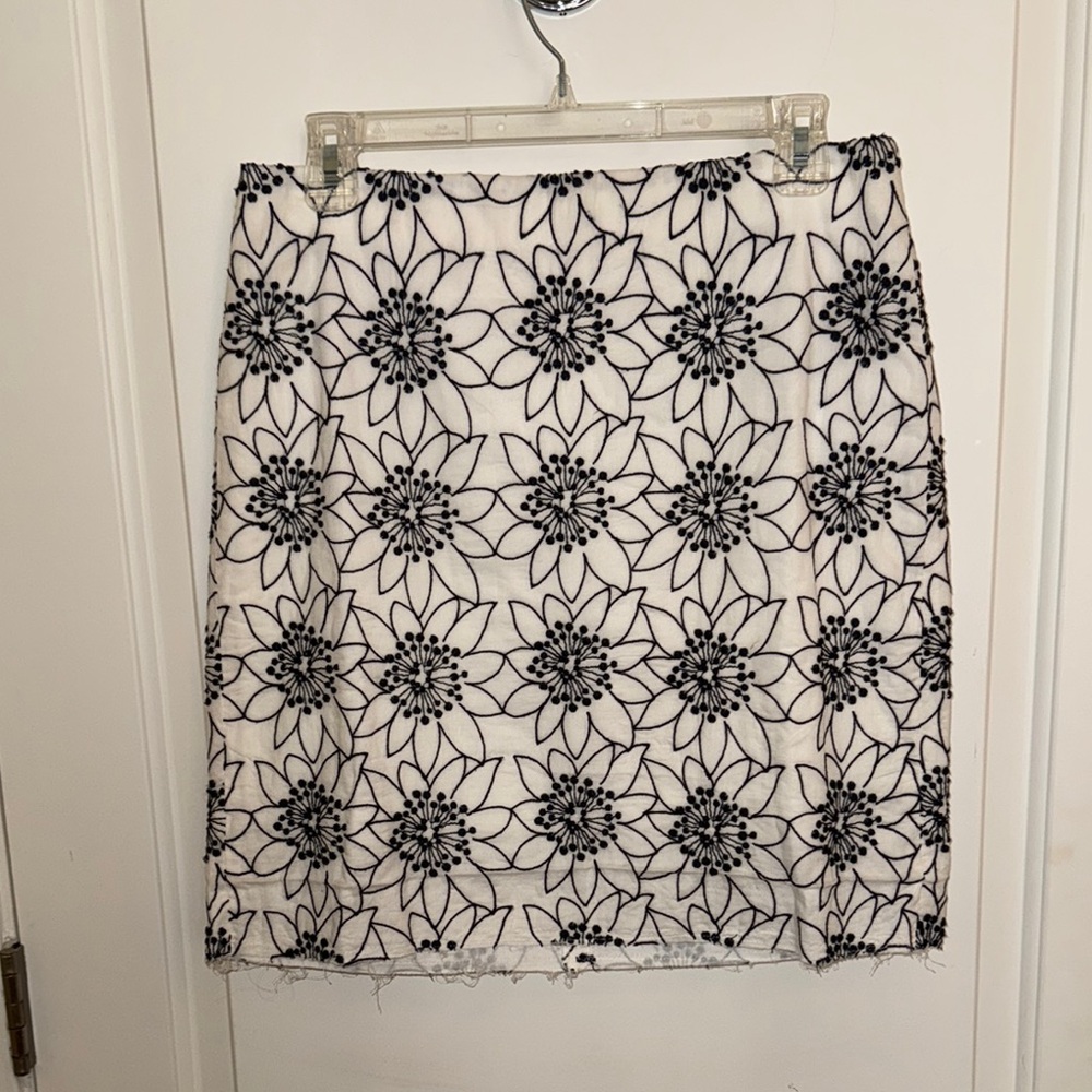 JCrewFloral Black and White Skirt